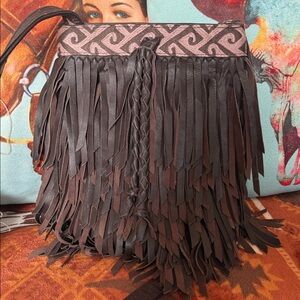 Lucky Brand Dark Brown Fringe Crossbody Bag